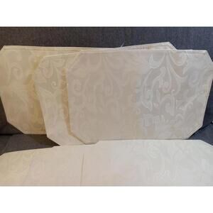 Better Home Table Jacquard Placemats Cream 18" x 12" Water Repellent Set Of 6